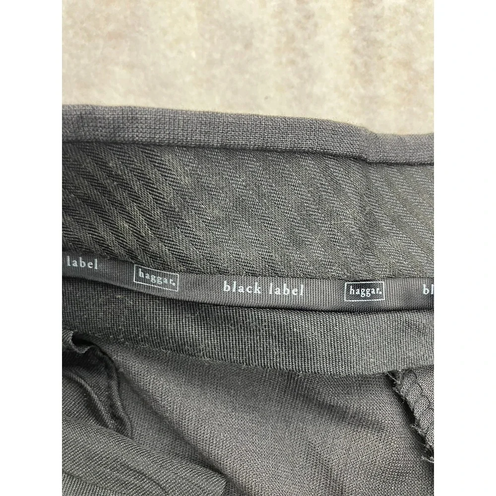 Haggar‎ Black Label Mens Pleated Dress Pants Charcoal Gray Classic Fit Tailored